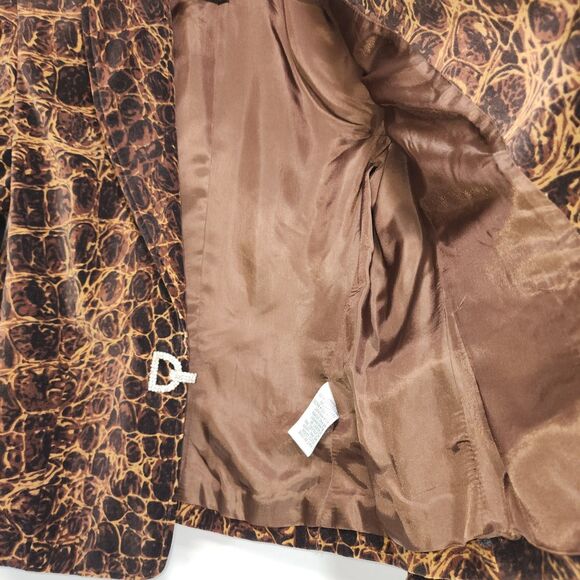 Nygard Petites Brown Snakeskin Print Velvet Suit Jacket Blazer Size 4 - Picture 3 of 6